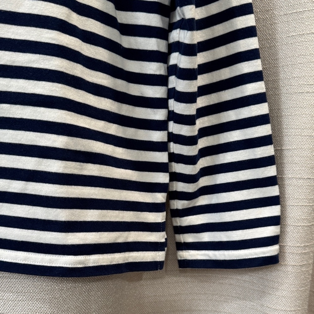 J. Crew Funnel Neck Stripped Blue and White Pullover 100% Cotton Women’s Size M - Picture 3 of 9